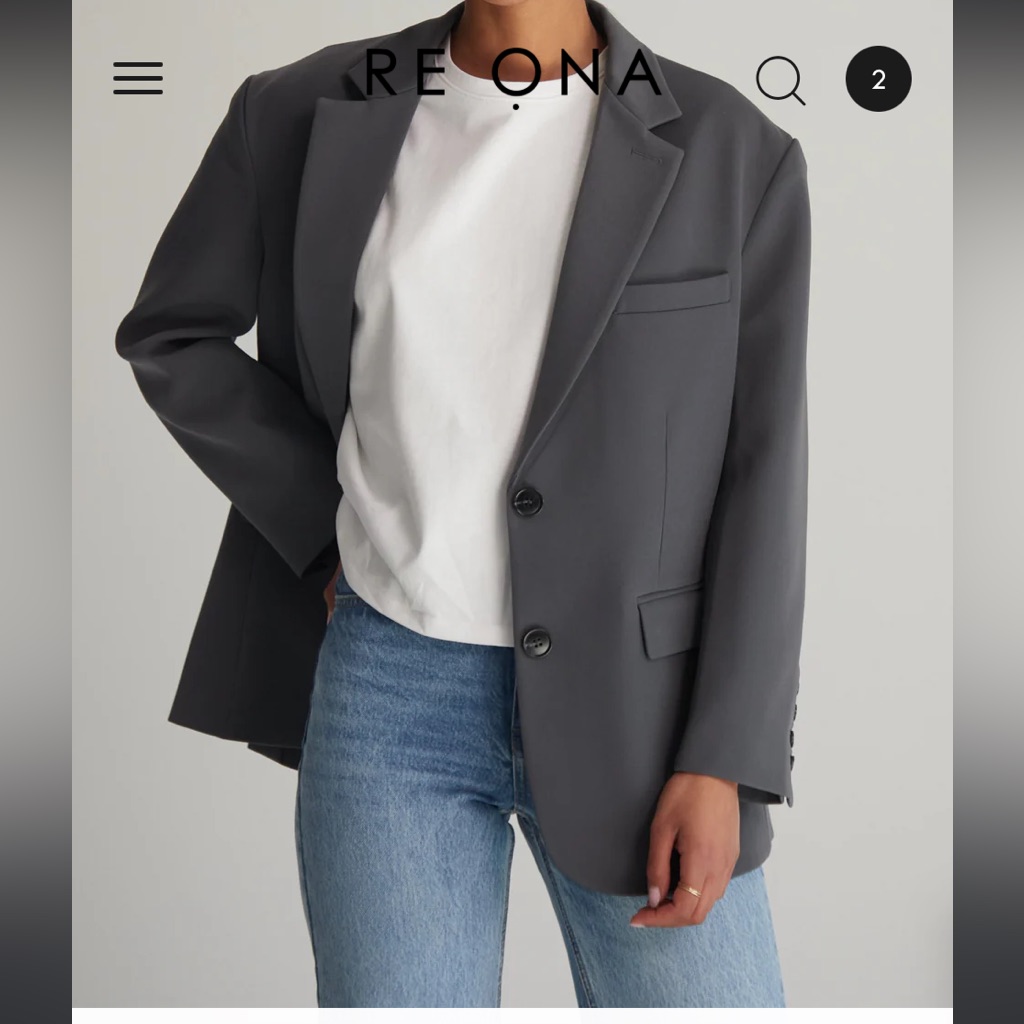 Re Ona Charcoal Gray Single-Breasted Blazer